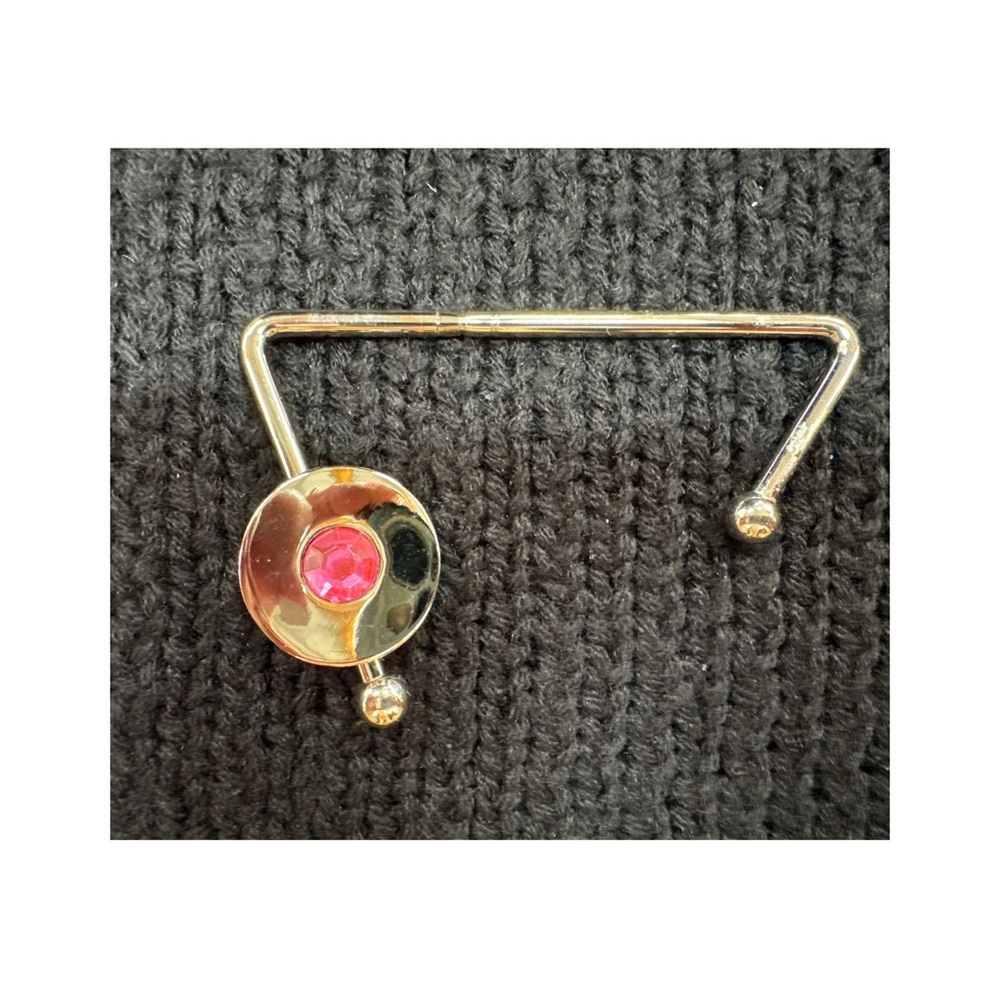 Elegant Gold bag hanger with Pink Gem